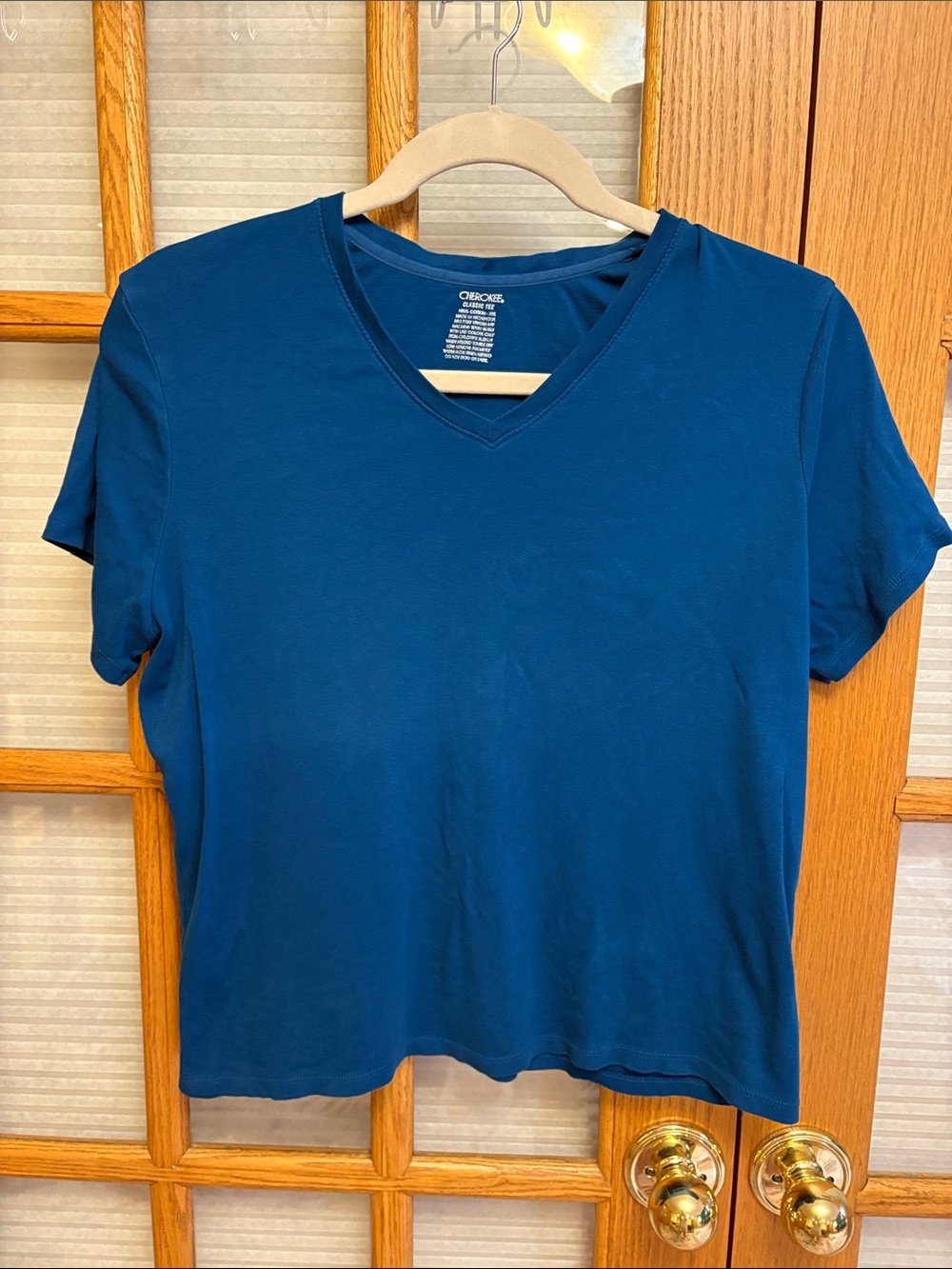 Cherokee Teal V-Neck Short Sleeve Tee